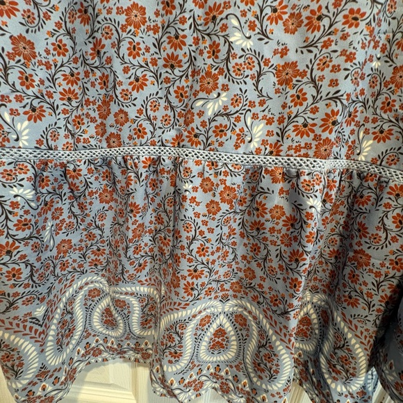 Boho Floral Peasant Top - Blue L Cottagecore - Picture 5 of 5